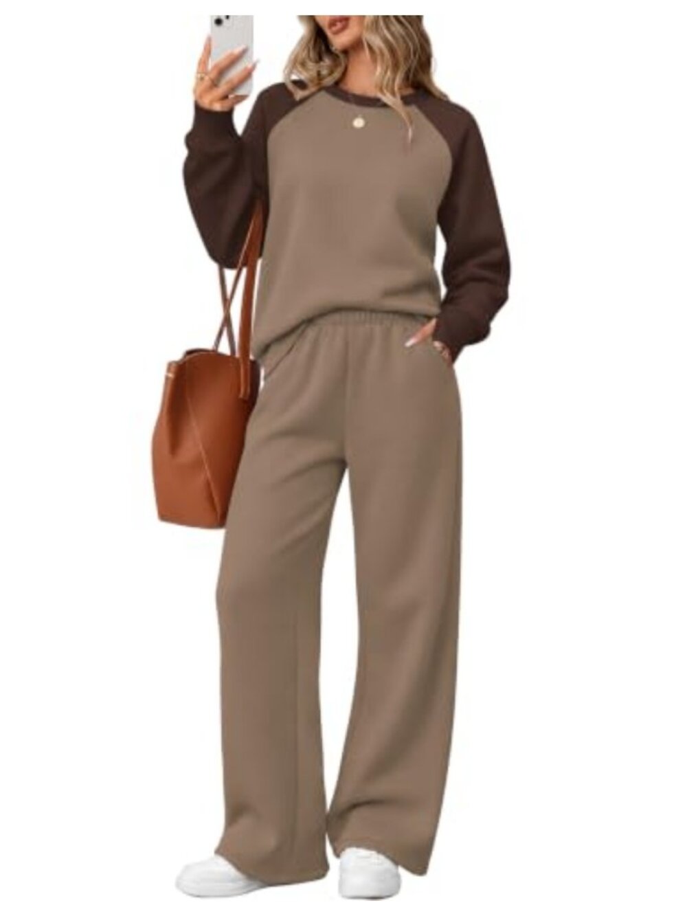 Women's 2 Piece Sweatsuit Set Fleece Lounge Wide Leg Pants